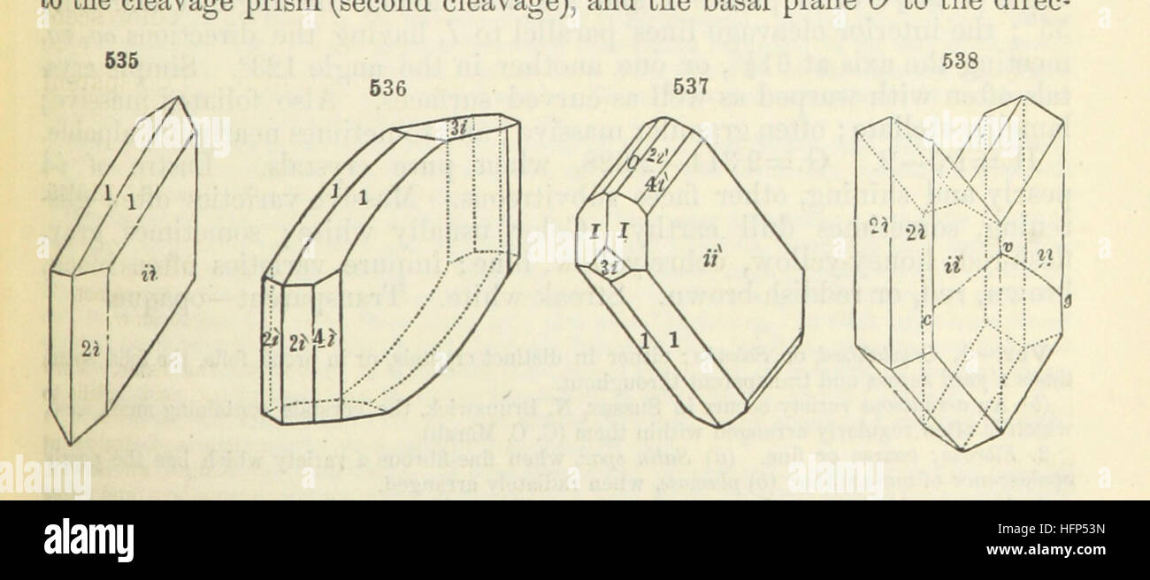 Image taken from page 693 of 'A System of Mineralogy ... Fifth edition, rewritten and enlarged ... With three appendixes and corrections. (Appendix I., 1868-1872, by G. J. Brush. Appendix II., 1872-1875, and Appendix III., 1875-1882, by E. S. Dana.)' Image taken from page 693 of 'A System of Mineralogy Stock Photo