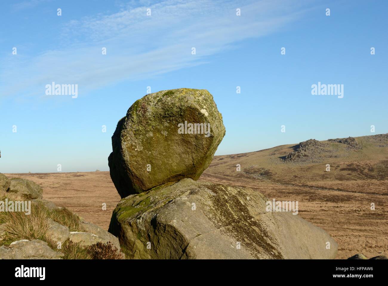 The Carn Arthur Boulder possibly moved in the Ice Age Preseli Hills Pembrokeshire Wales Cymru UK GB Stock Photo