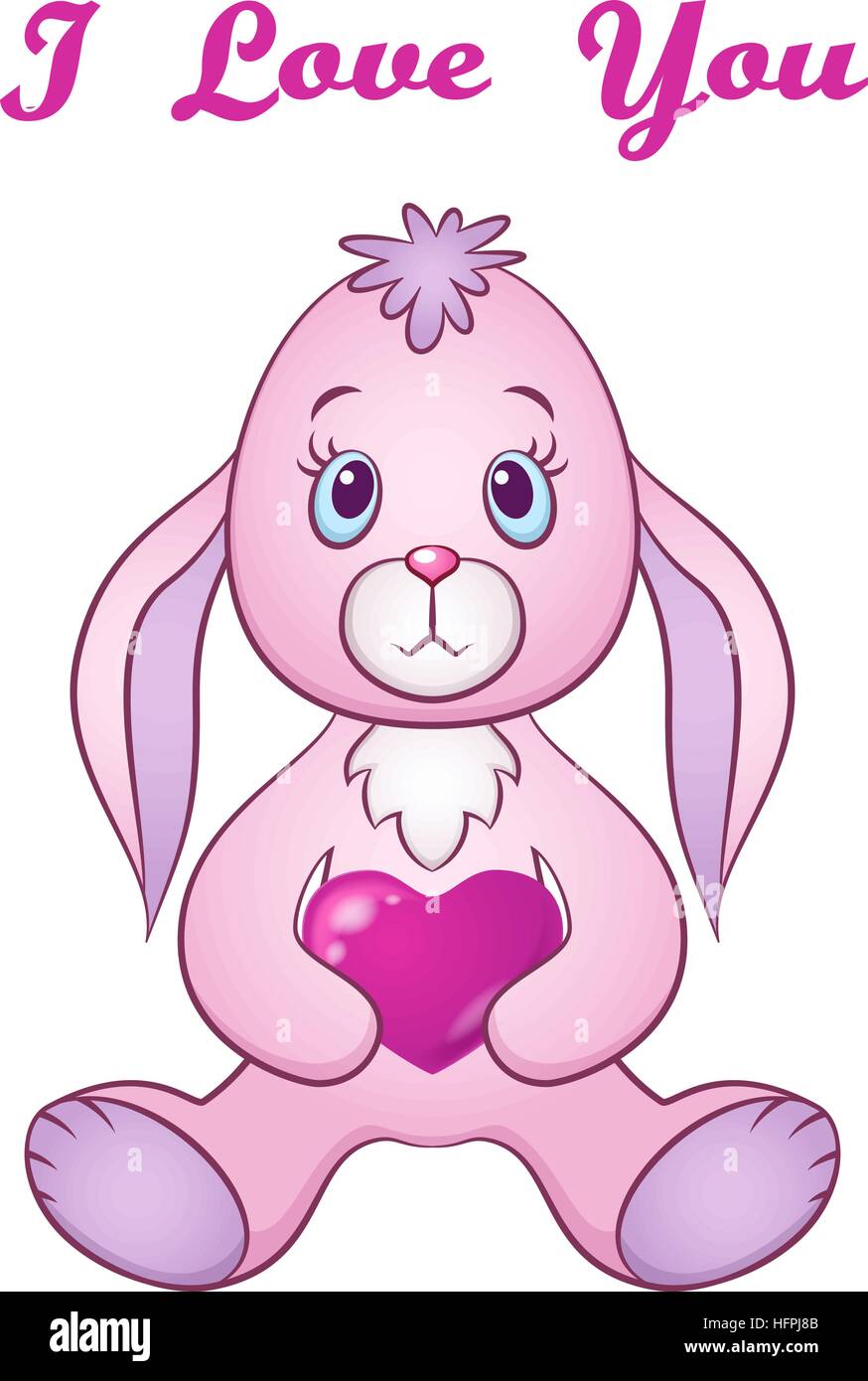 Rabbit with Valentine Heart Stock Vector