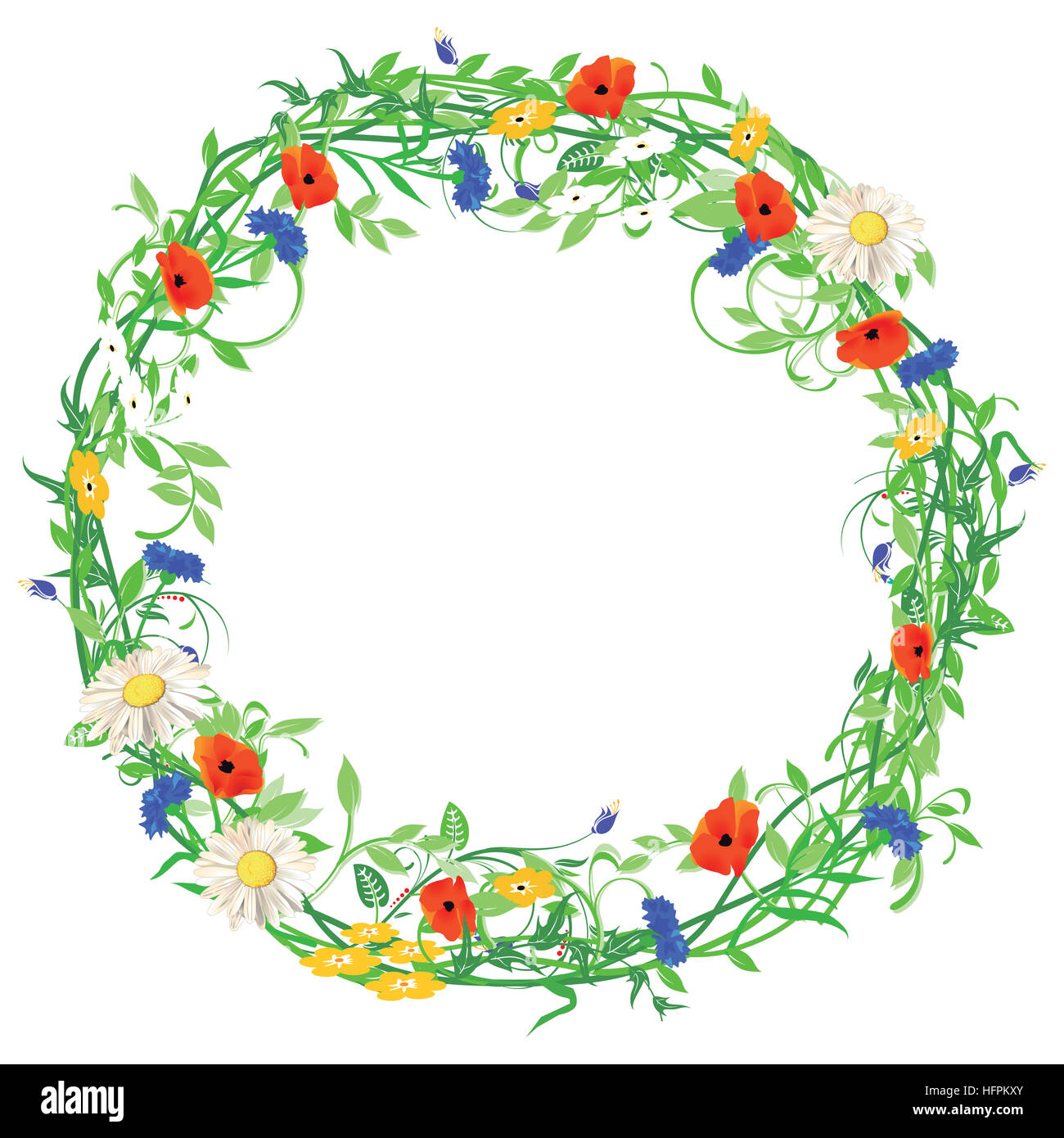 floral wreath isolated on white Stock Photo