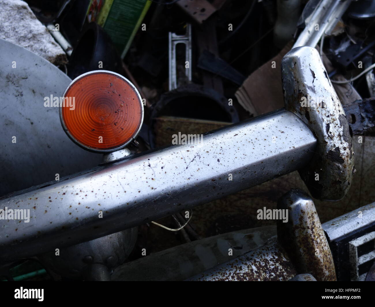 Close up shot of interesting metal components from a scrap heap Stock Photo