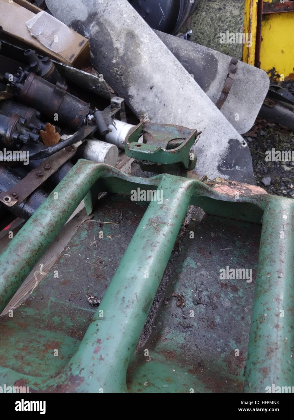 Close up shot of interesting metal components from a scrap heap Stock Photo