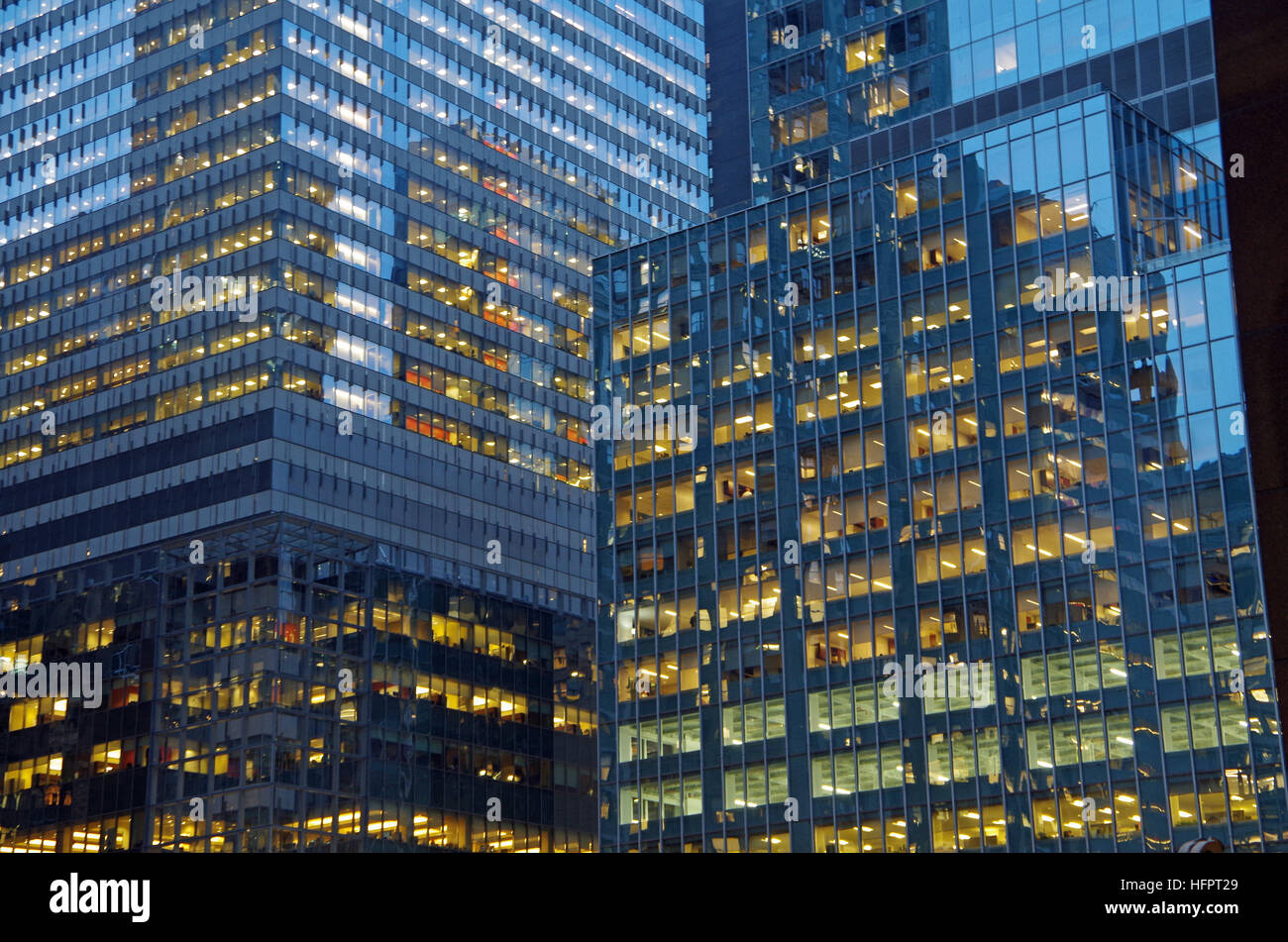Midtown Manhattan NYC intersecting high-rise buildings architectural ...