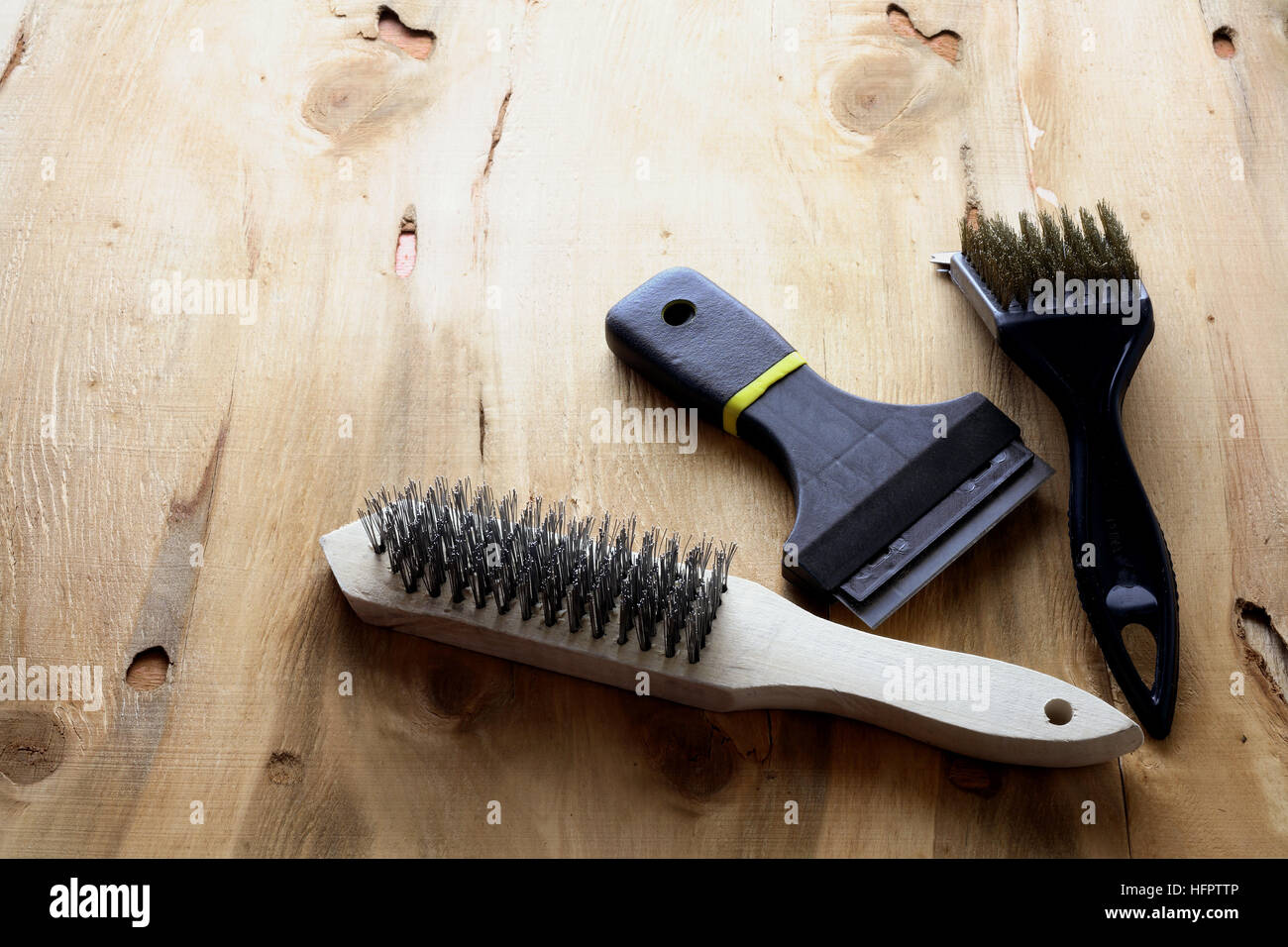 Wire Brushes and Paint Scraper Stock Photo Alamy