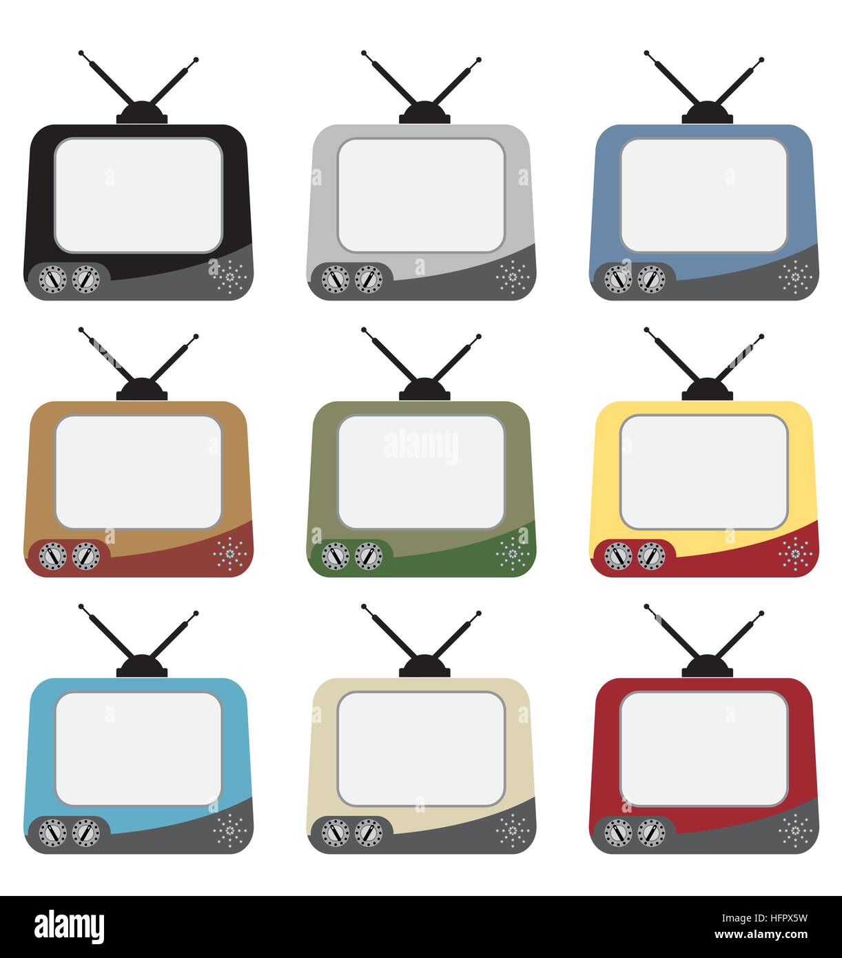 Set of Vintage television isolated on white background Vector ...