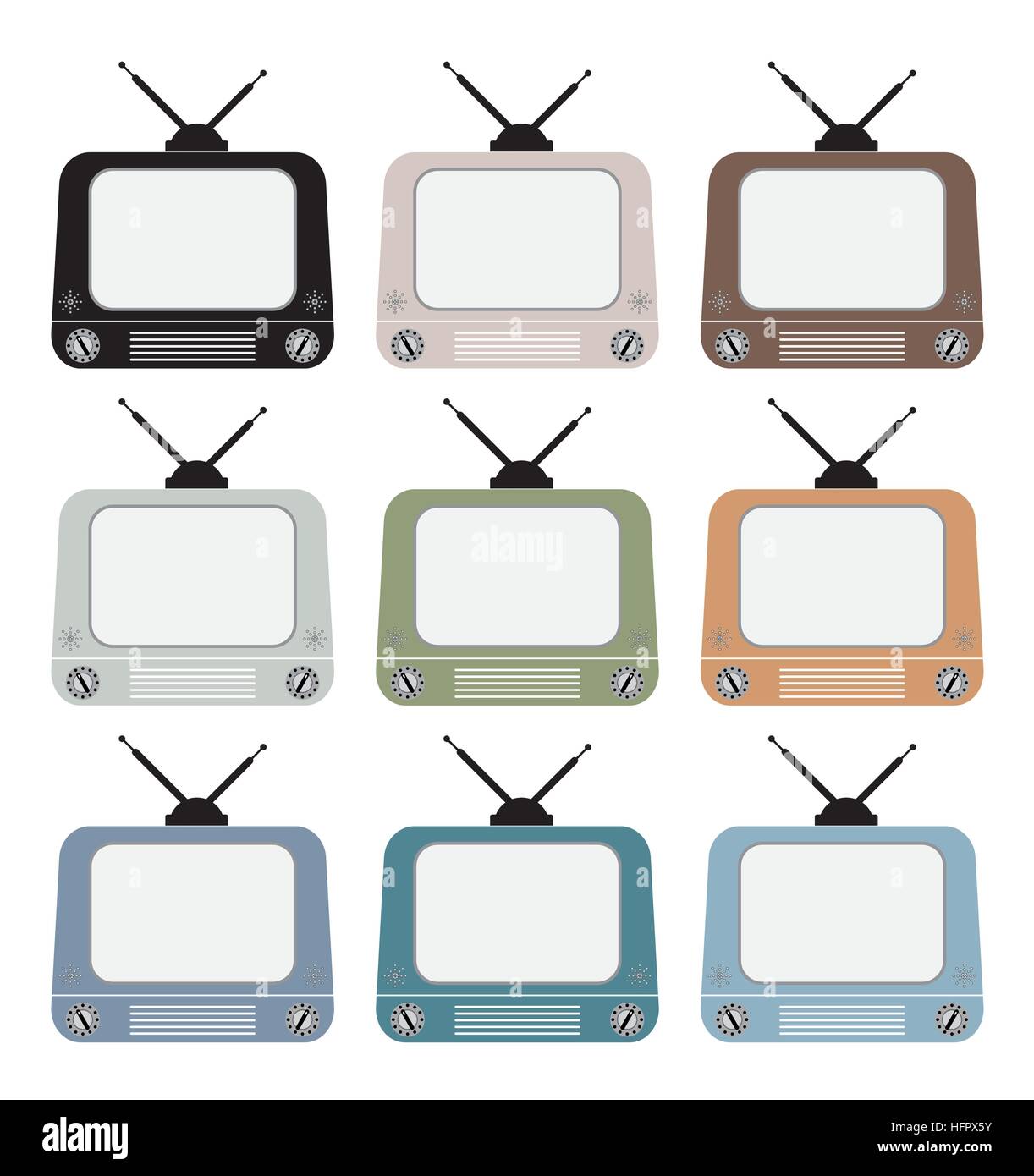 Set of Vintage television isolated on white background Vector ...