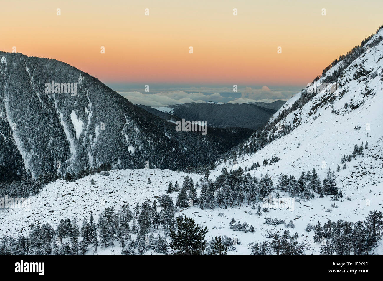 Sunset in the mountains Stock Photo - Alamy