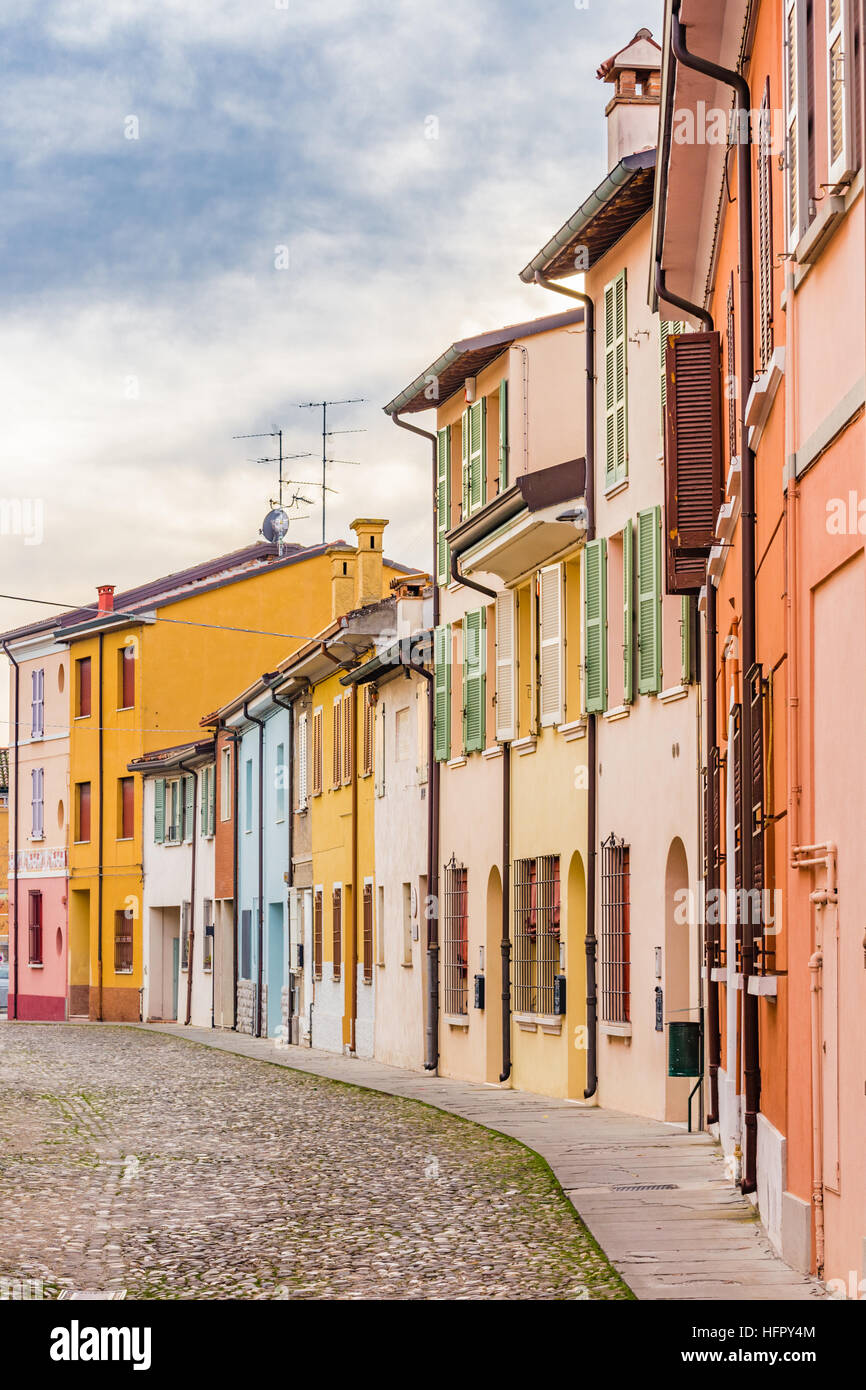street of colorful houses in an Italian village Stock Photo - Alamy