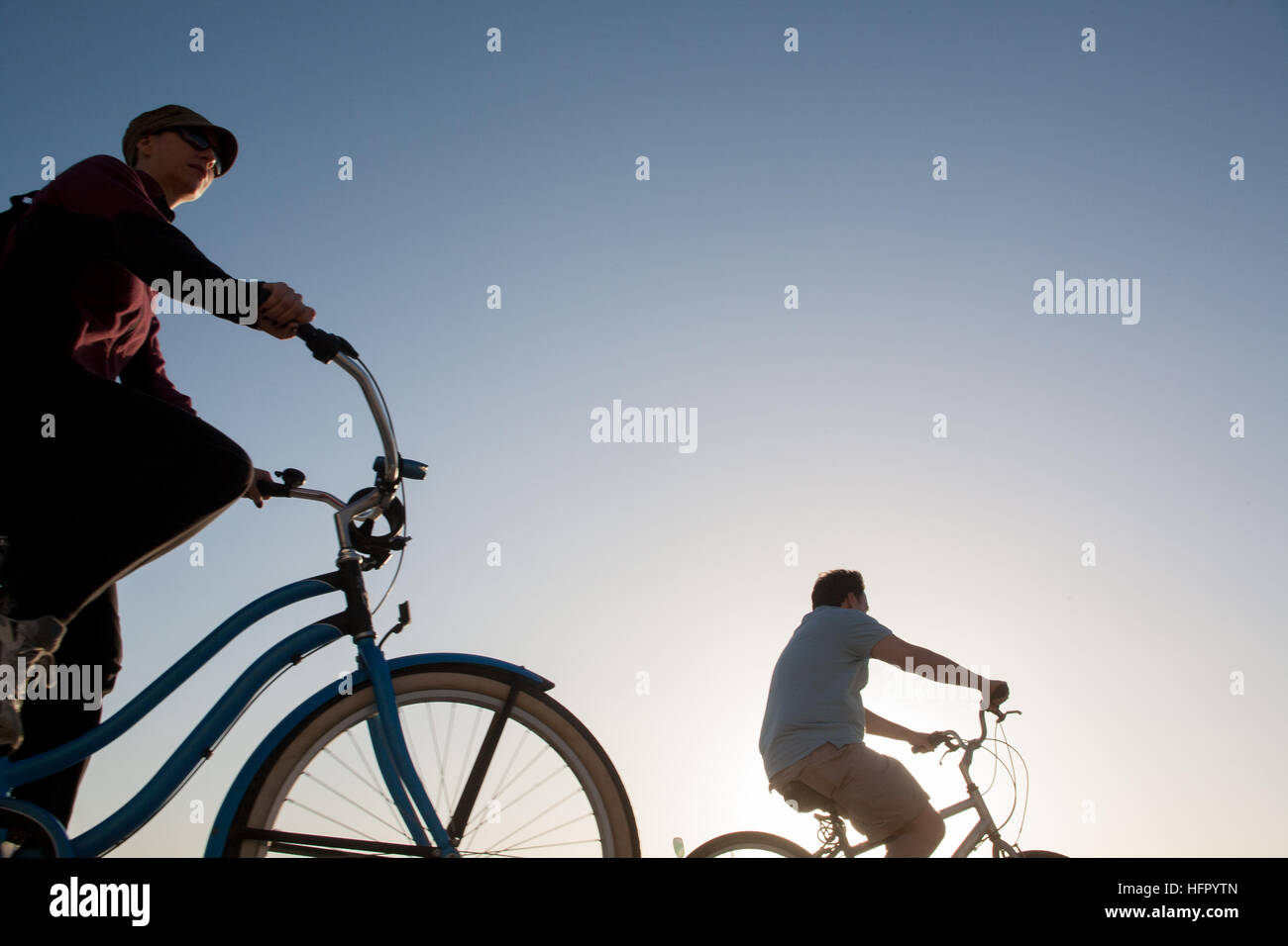 cycling,bike,bicycle,sunset,sundown,At, Venice Beach,Santa Monica,Los  Angeles,L.A.,California,U.S.A.,United States of America Stock Photo - Alamy