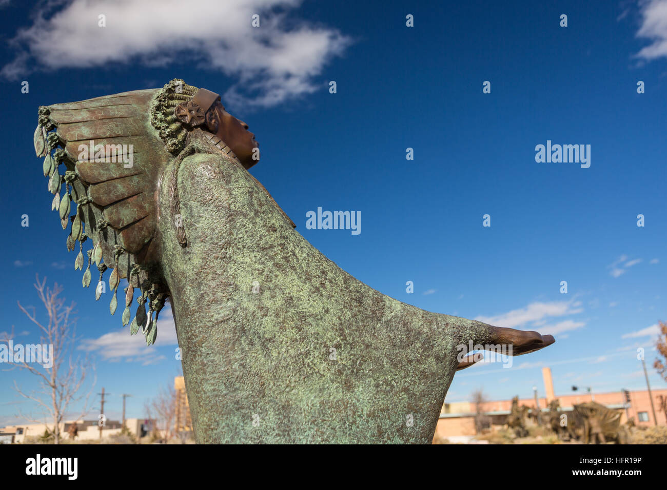 Sculpture Prayer by artist Allan Houser in the garden at the