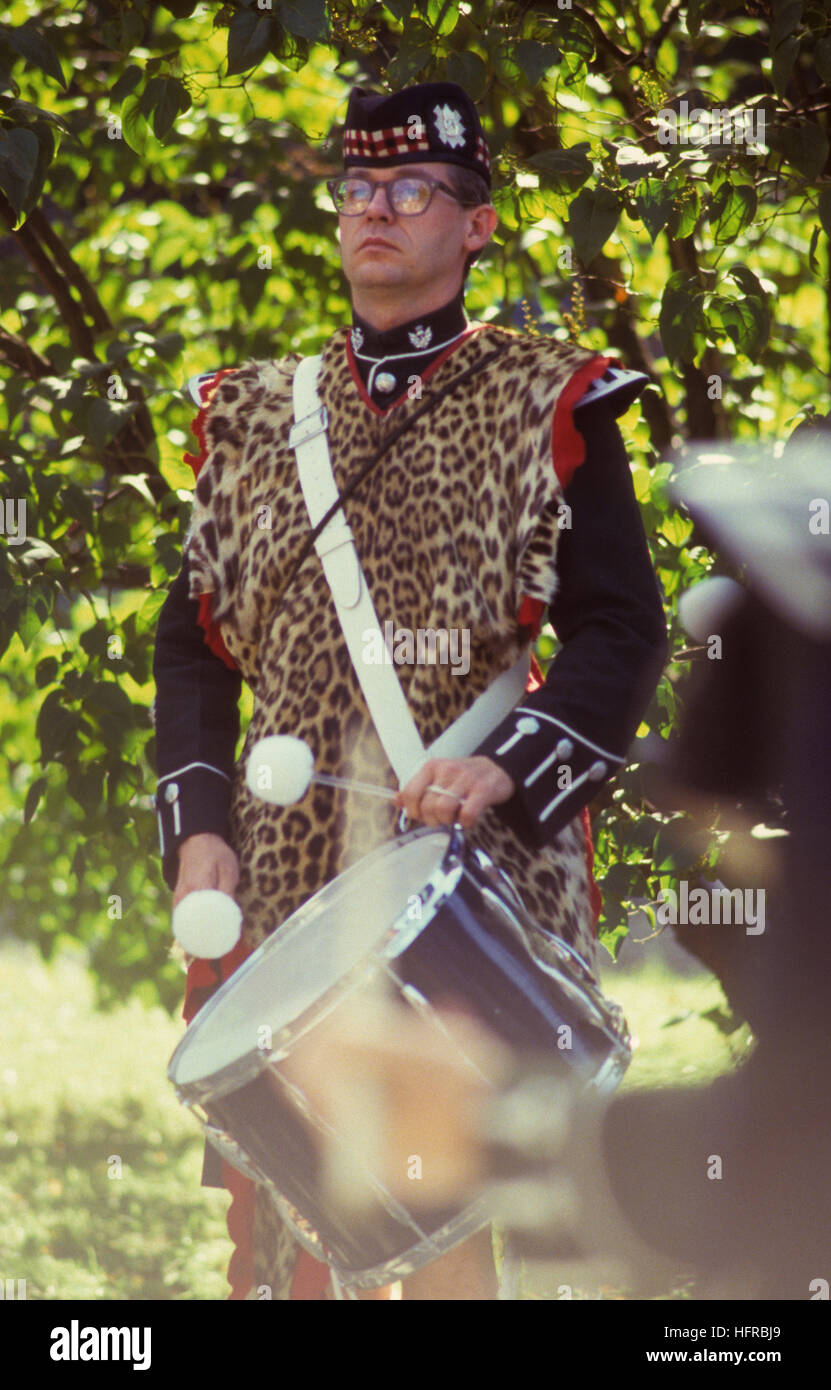 Scottish pipe band musicians in uniform 2000 Stock Photo