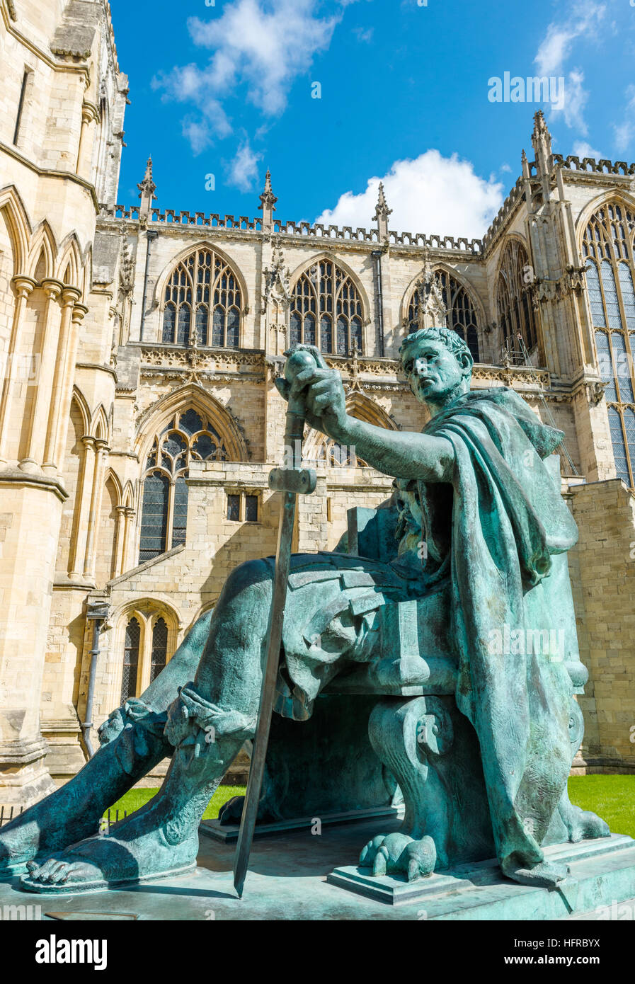 Statue of Roman Emperor Constantine the Great outside York Minster. North Yorkshire. England. UK. Stock Photo