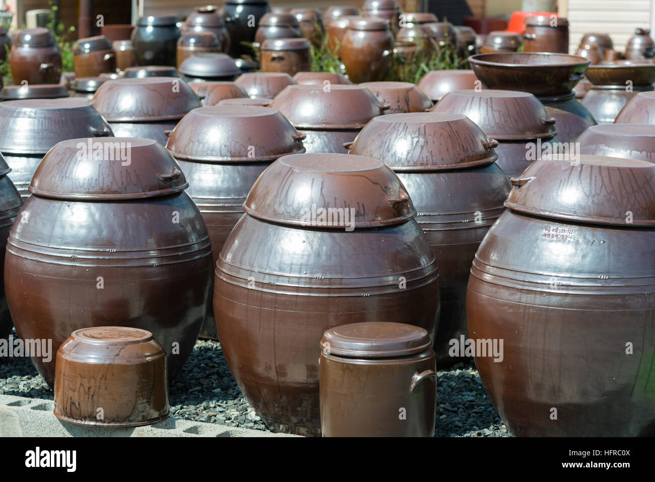 Stacks of Korean Kimchi jars, Pusan, South Korea Stock Photo Alamy