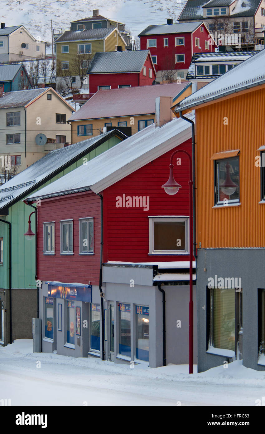 Beautiful colorful wooden typical house in Norway Stock Photo - Alamy