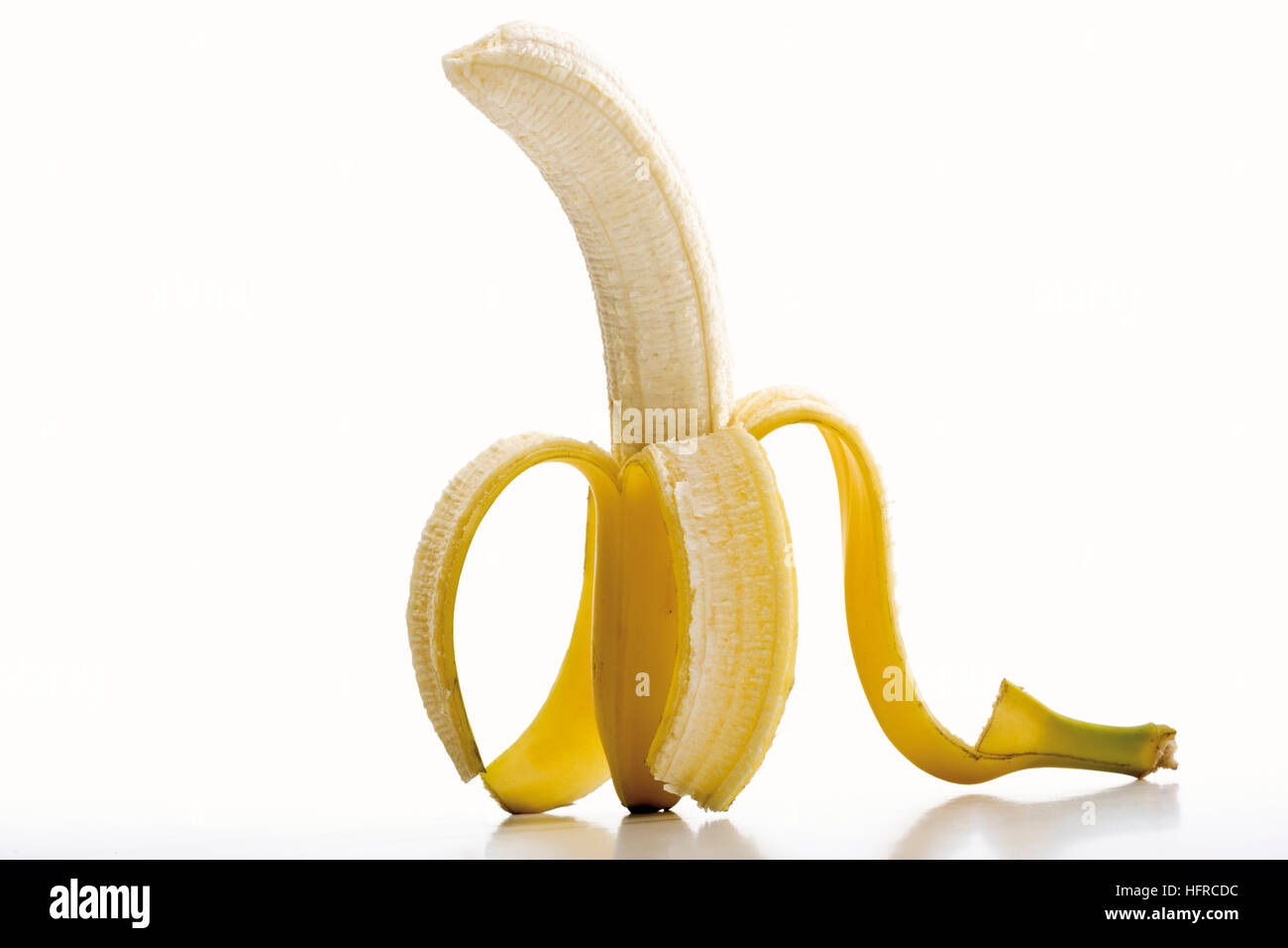 Peeled banana (Musa) Stock Photo