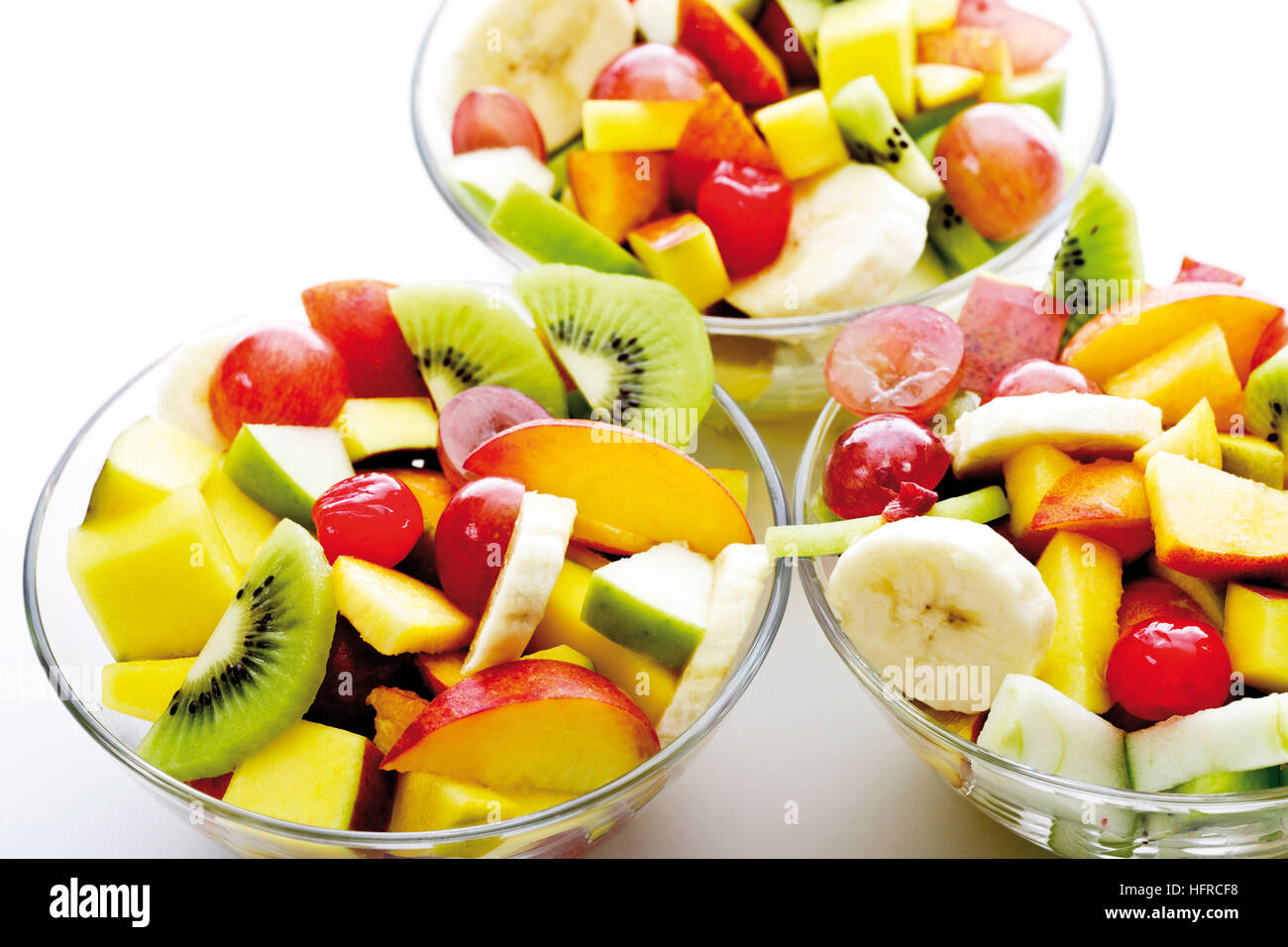 Fruit salad kiwis, bananas, apples, peaches, mangoes, grapes and