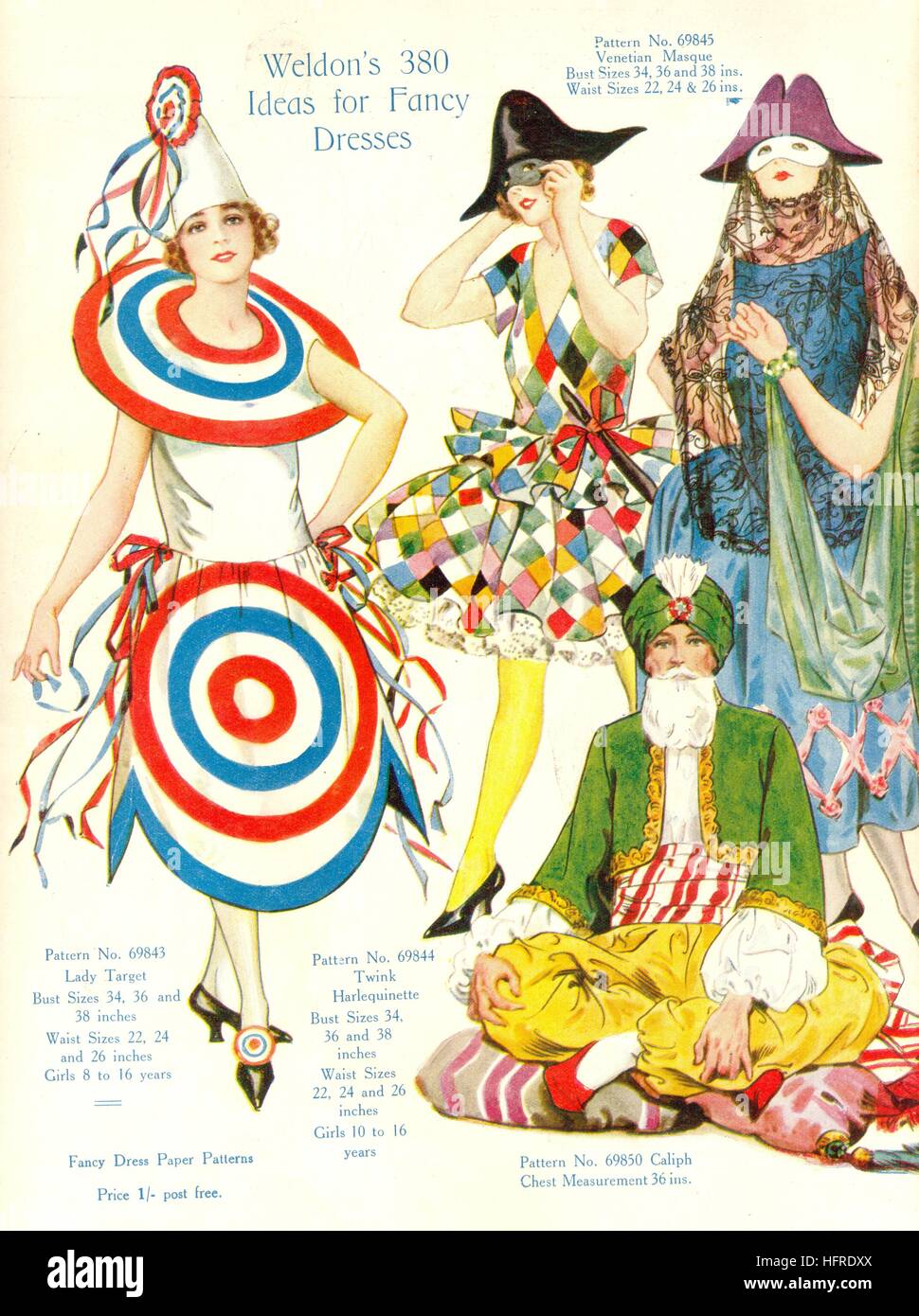 Sample page from Weldon's Fancy Dress catalog of paper patterns Stock Photo