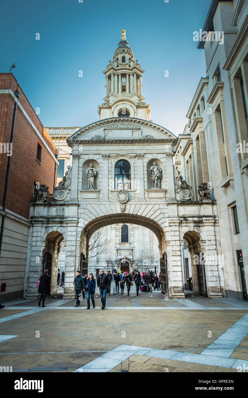 Temple Bar the last surviving gateway to the City of London now located in Paternoster Square