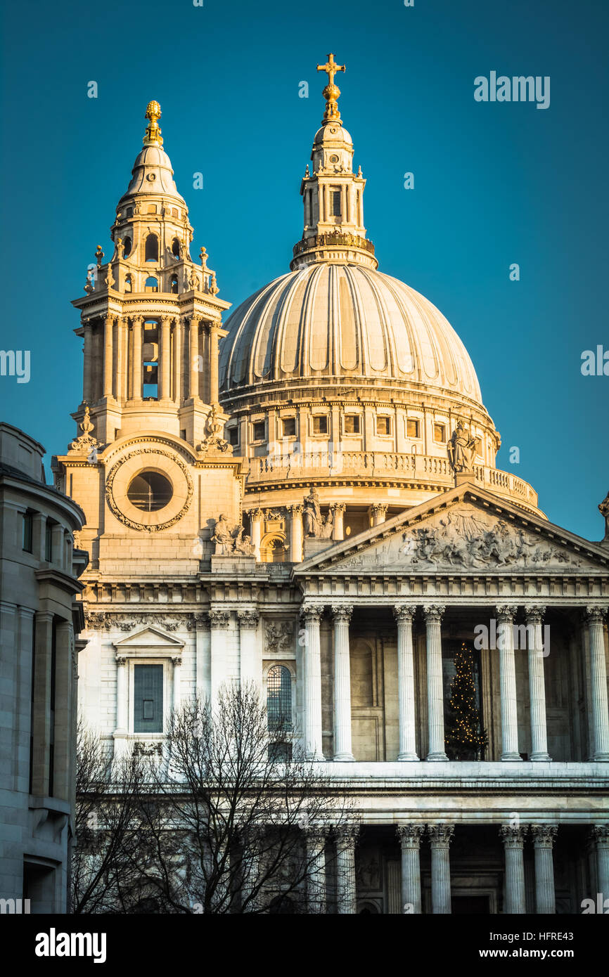 THe Dome of St.Paul's Cathedral in central London, from Ludgate Hill. Stock Photo