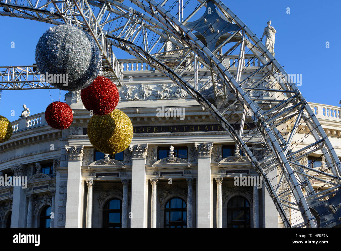 Wien, Vienna: theatre Burgtheater, Christmas Market decoration, Wien, Austria Stock Photo