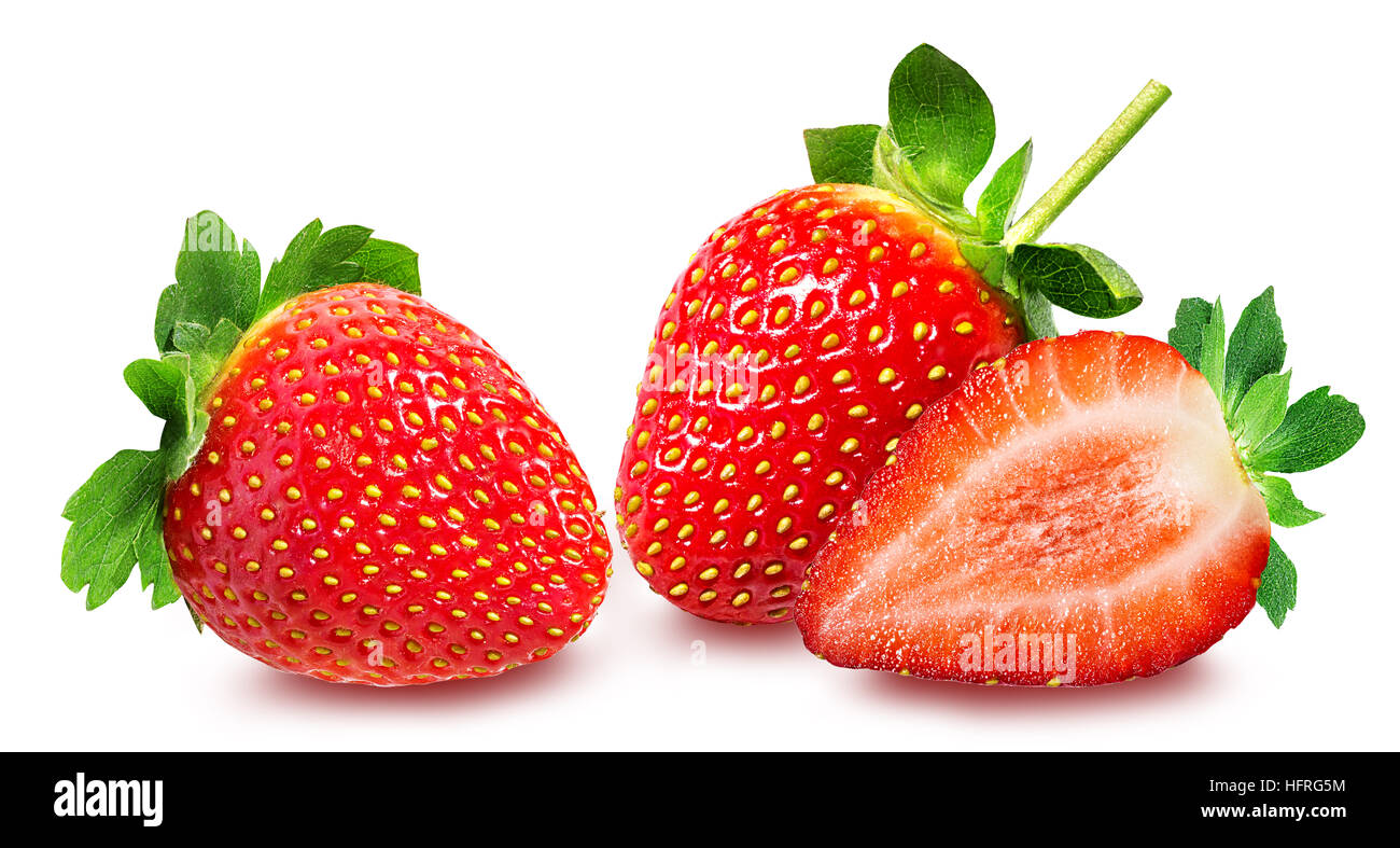 Strawberry on white background Stock Photo - Alamy