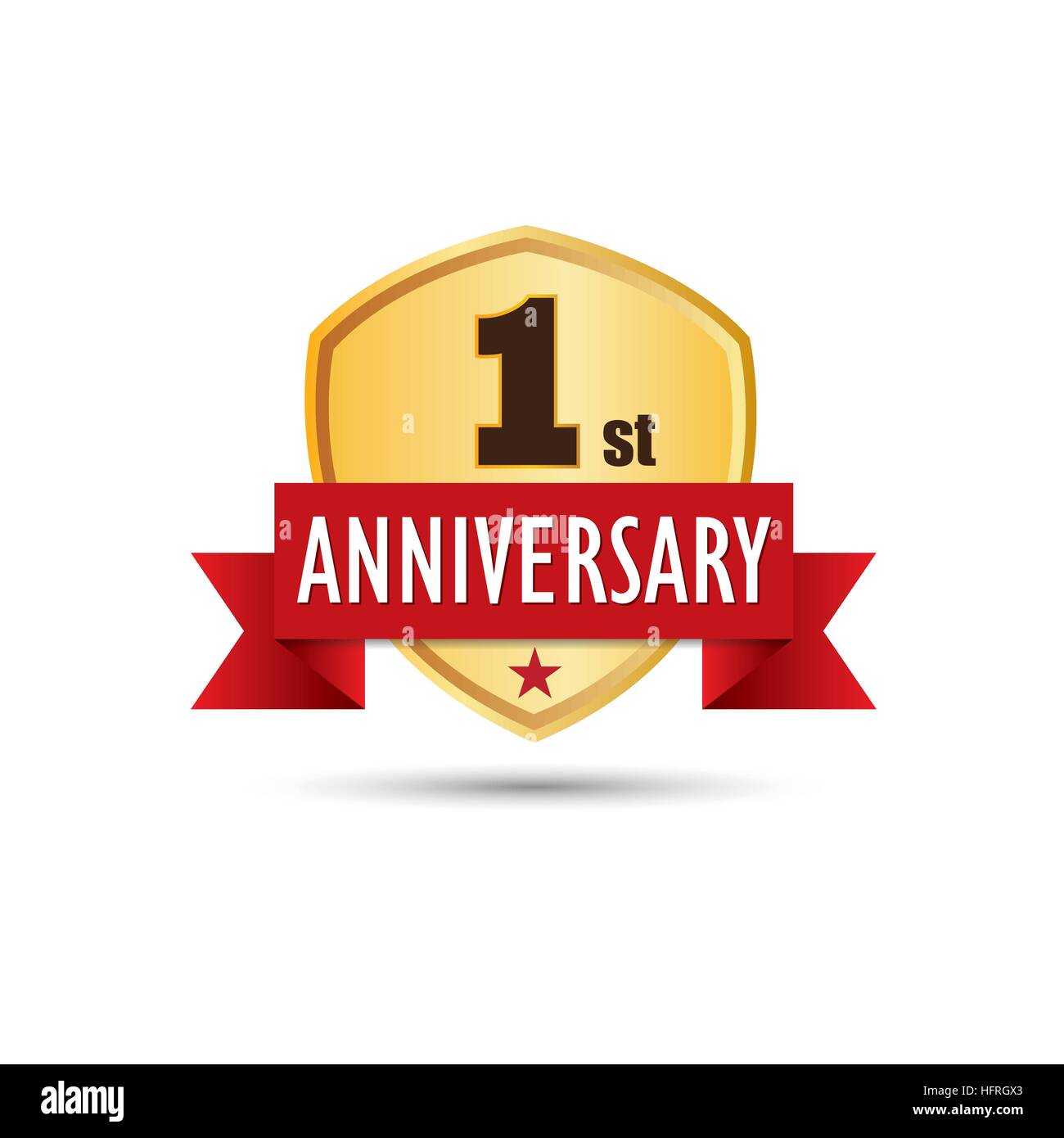 First years anniversary celebration gold badge icon logo vector