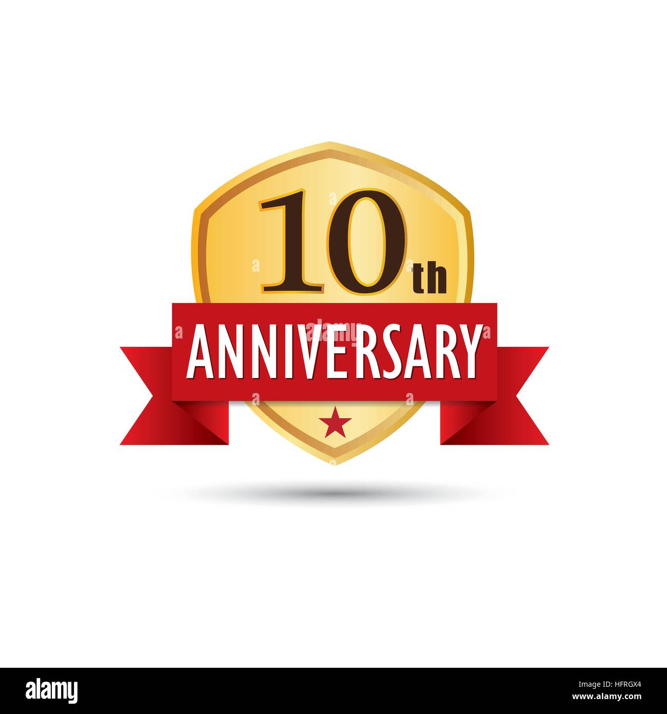 Tenth Years Anniversary Celebration Gold Badge Icon Logo Vector Graphic Design Stock Vector Image Art Alamy