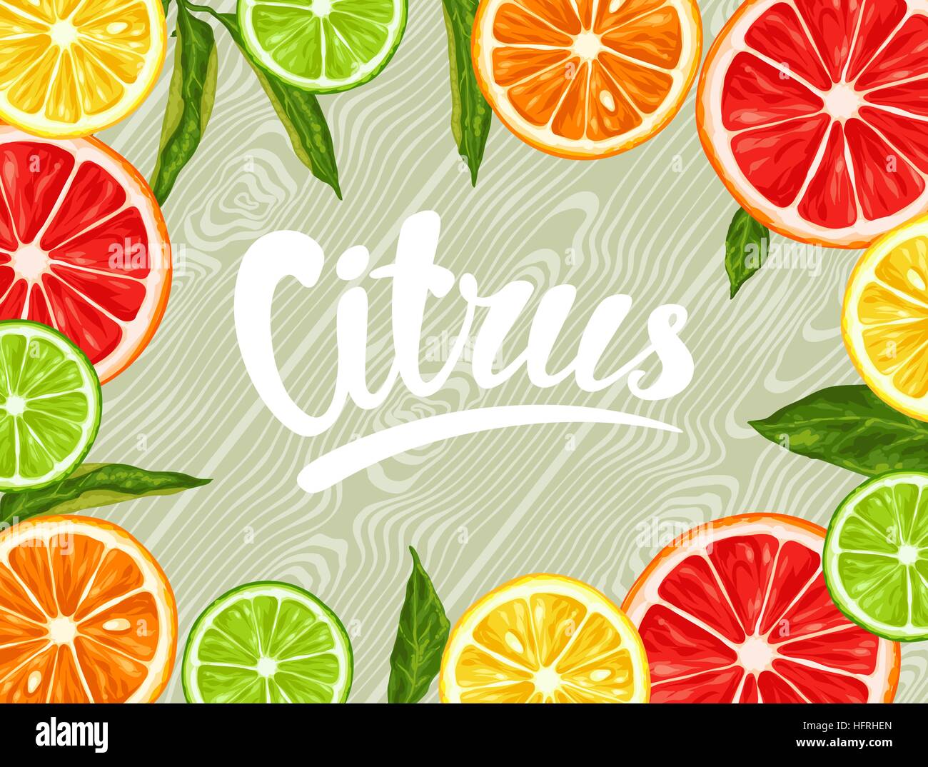 Background with citrus fruits slices. Mix of lemon lime grapefruit and