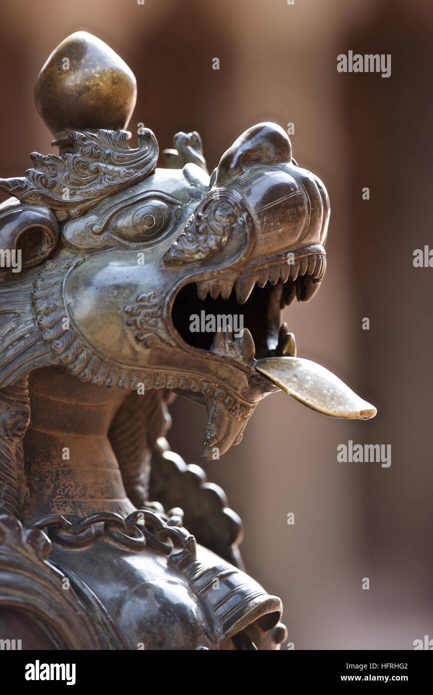 Nepal temple detail Bhaktapur metal casting dragon Stock Photo Alamy