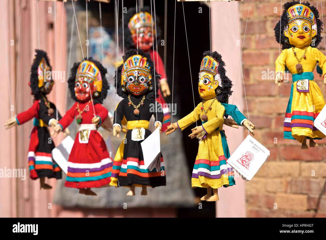 Nepal Kathmandu Asia Bhaktapur hanging puppets color dolls traditional