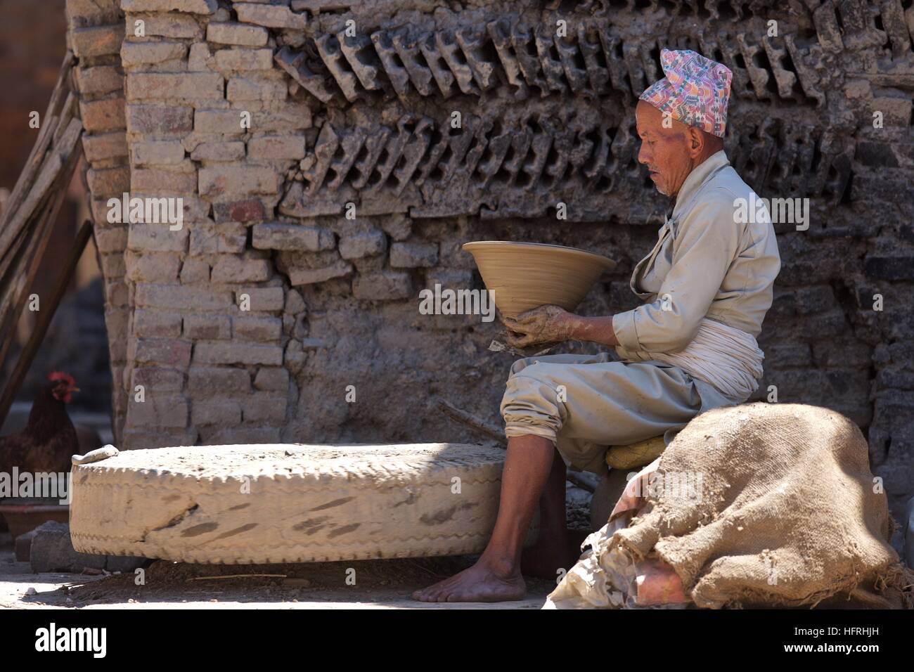 Nepal Nepalese Man Traditional Pottery Handmade Potting - 