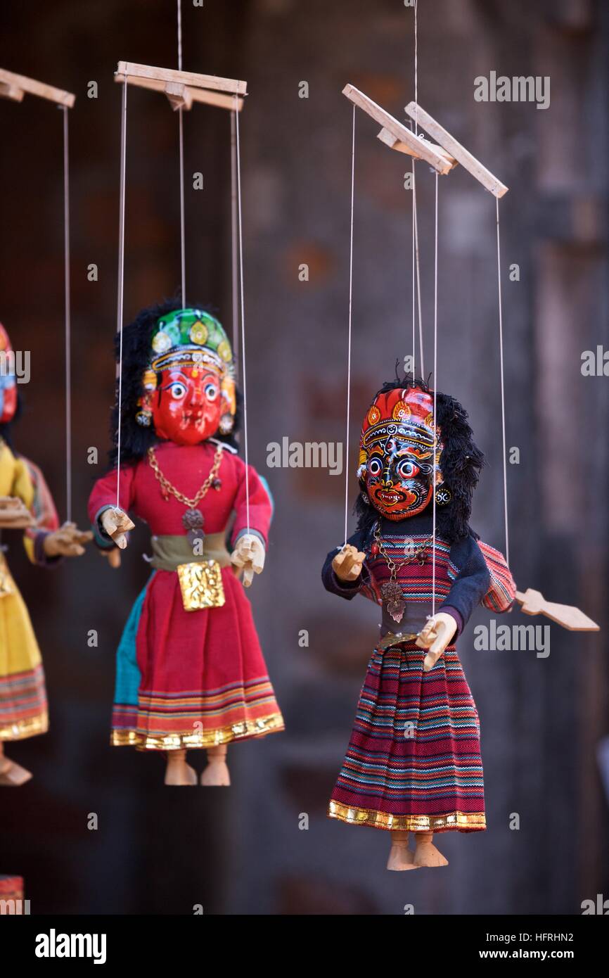 Nepal Nepalese traditional puppet strings handmade colorful dress Stock