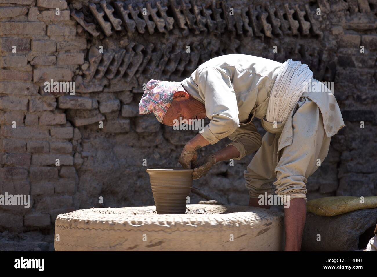 Nepal Nepalese man traditional pottery handmade potting wheel local