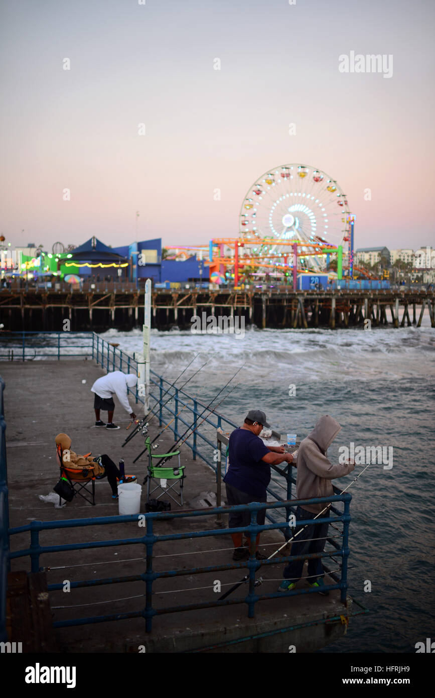 Group of people fishing from Santa Monica Pier, California Stock Photo -  Alamy