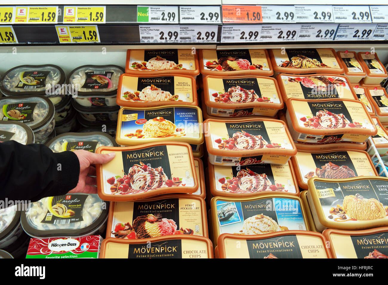 Movenpick Ice Cream in Supermarket Stock Photo