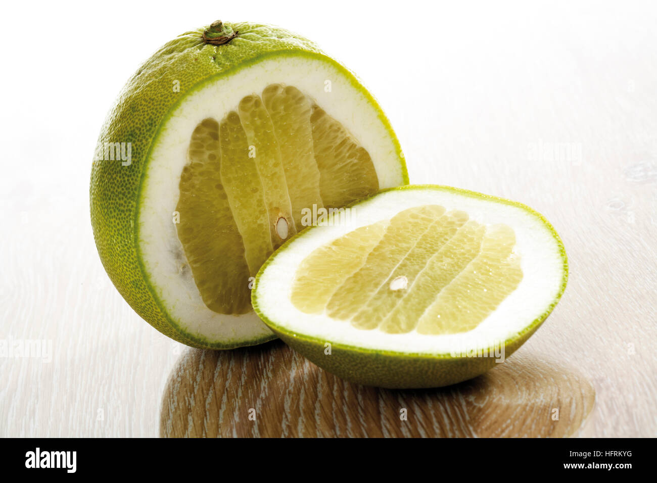 Sliced pomelo (Citrus maxima) Stock Photo