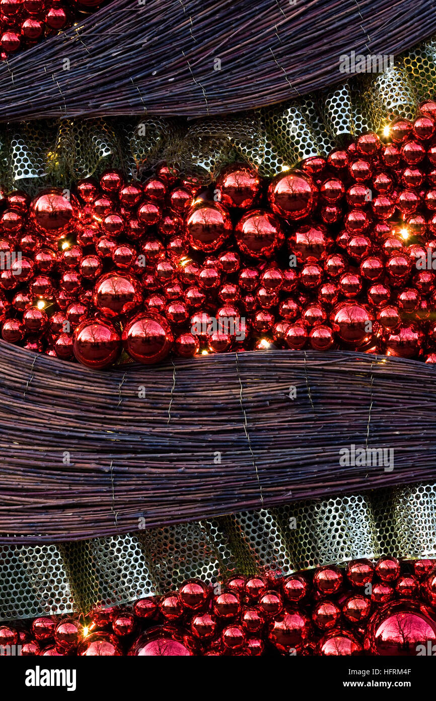 Decorative red baubles. Stock Photo