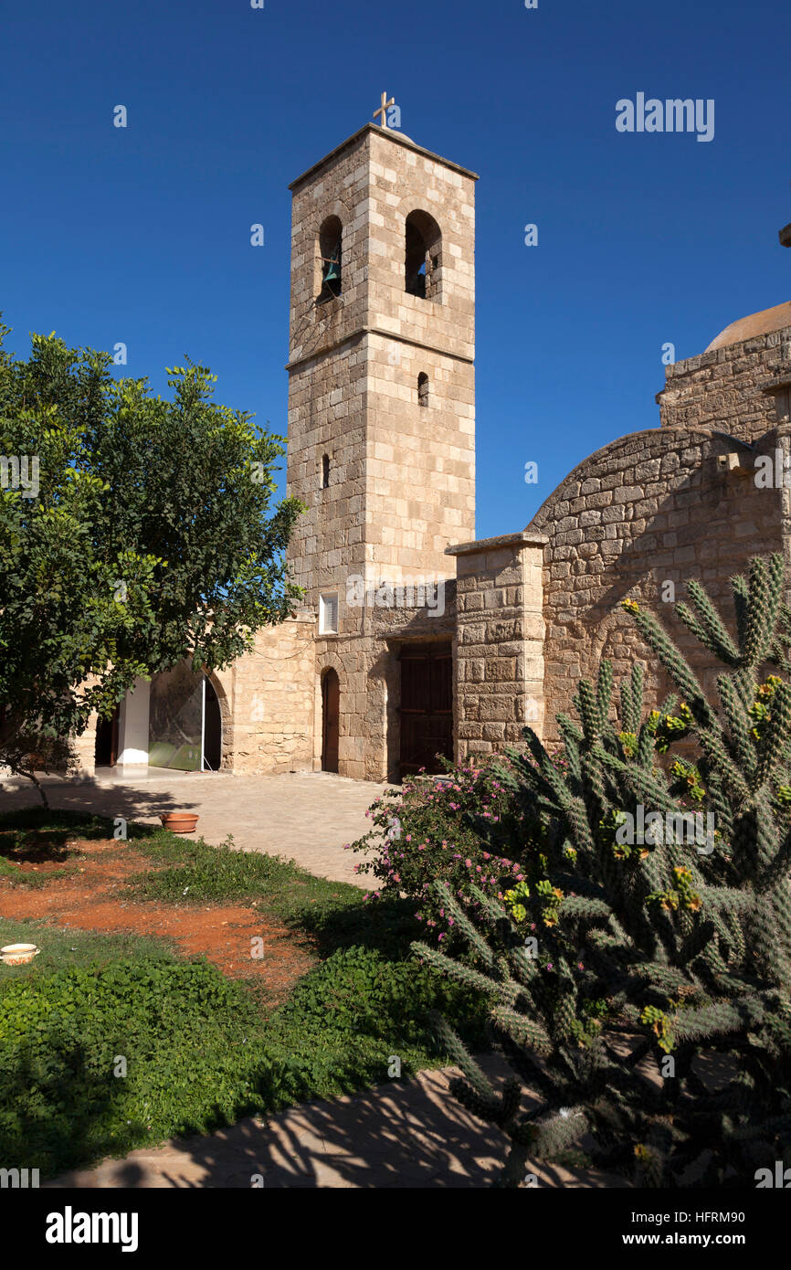 Bell tower, St. Barnabas Church, St. Barnabas Monastery, Salamis, Northern Cyprus, Cyprus Stock Photo