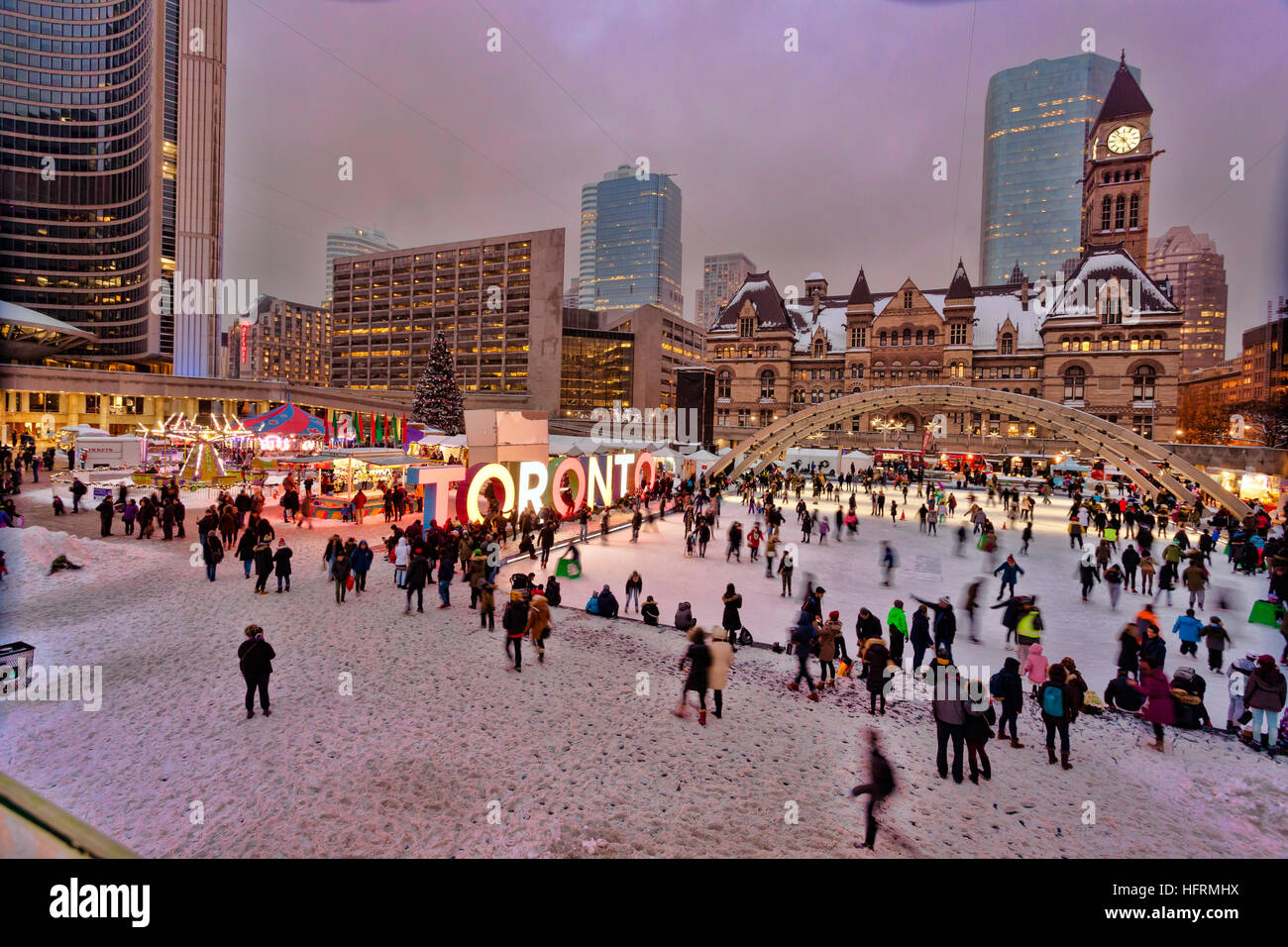 Toronto City Hall Skating party at Nathan Phillips Square and Cavalcade