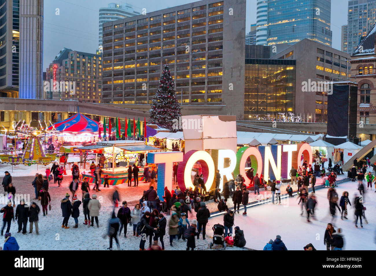 Toronto City Hall Skating party at Nathan Phillips Square and Cavalcade