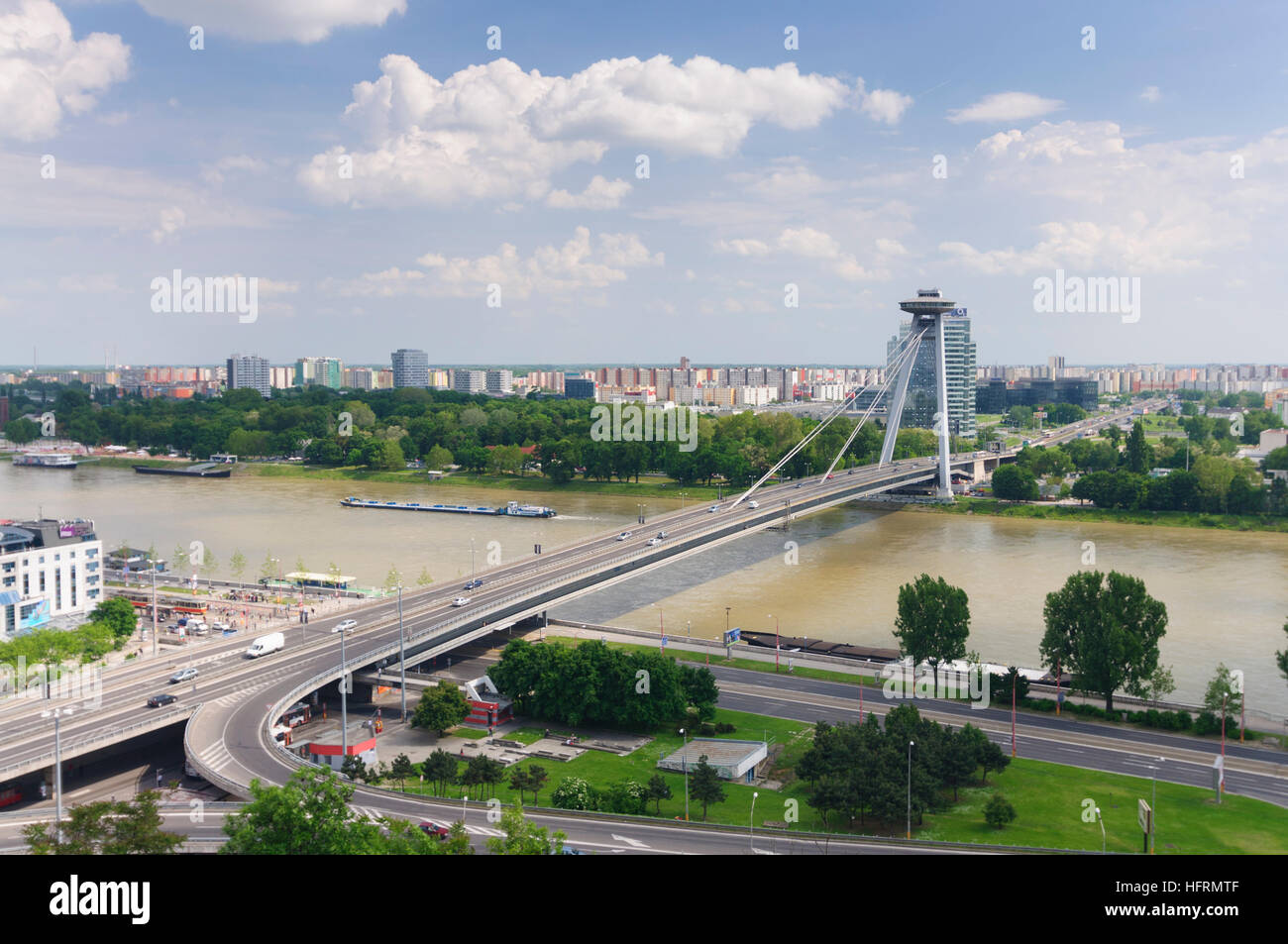Bratislava (Pressburg): New Bridge over the Danube, , , Slovakia Stock Photo
