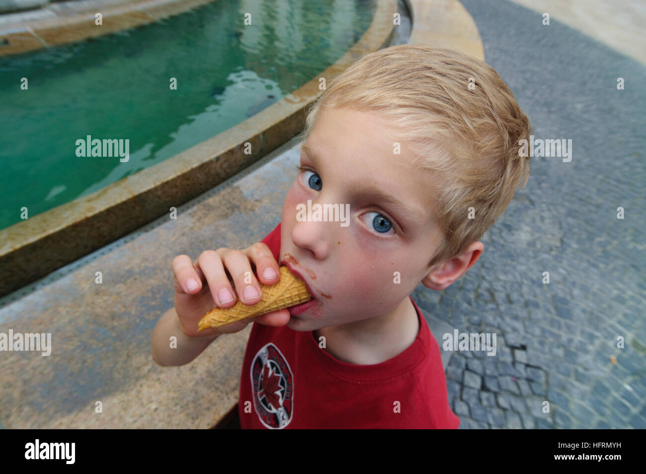 Bratislava (Pressburg): Icecream cone eating child, , , Slovakia Stock Photo