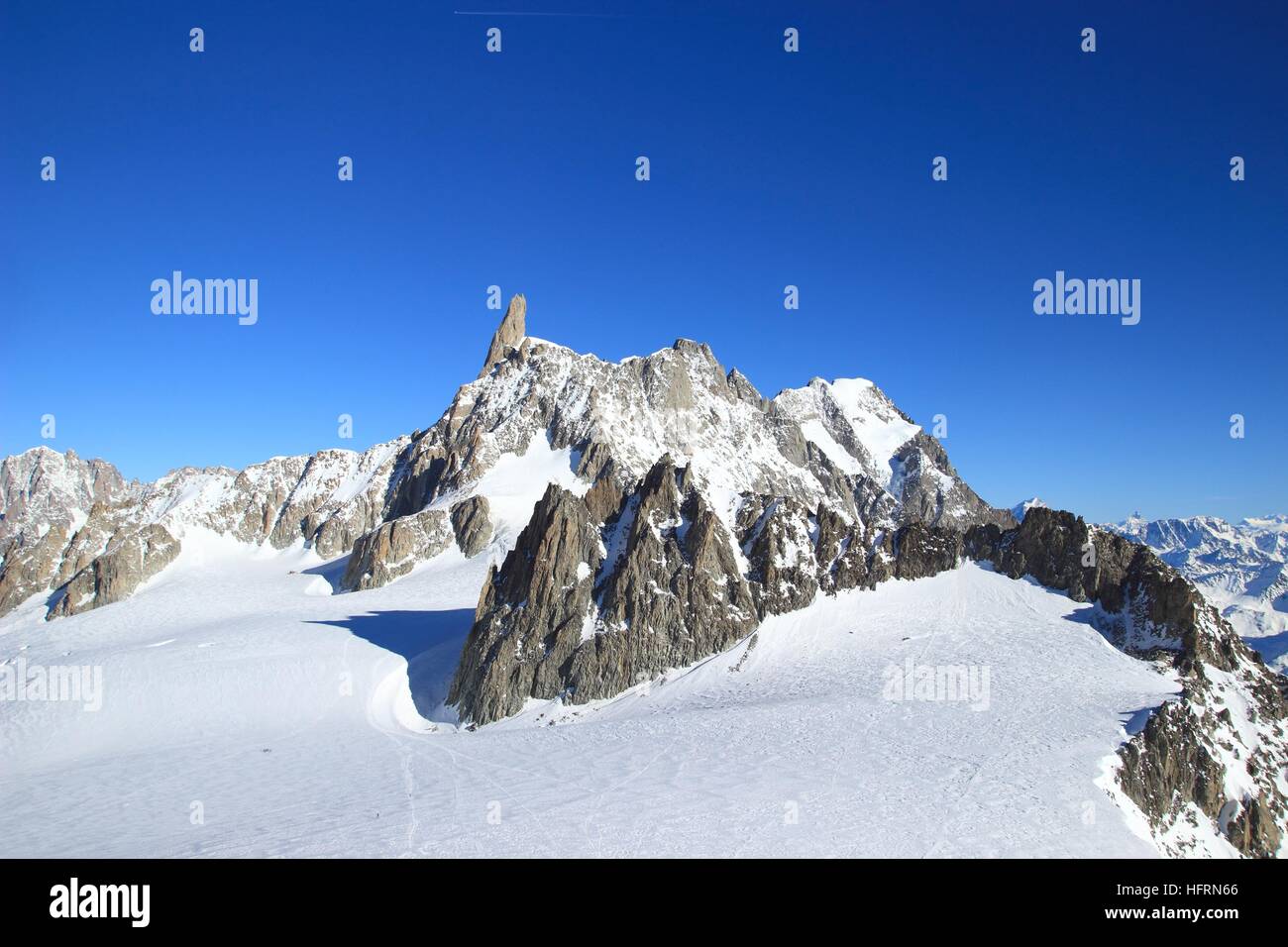 Dente del Gigante, peak in Mont Blanc massif in Alps Stock Photo