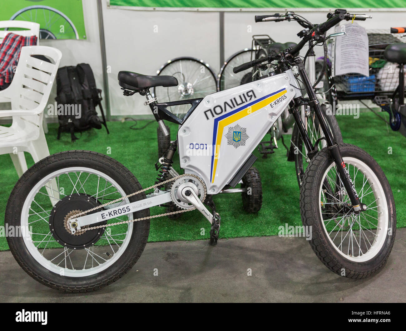 Ukrainian Police Electric Bike Closeup On Display Of First International Trade Show Of Electric Vehicles Plug-In Ukraine In Kyiv Stock Photo - Alamy