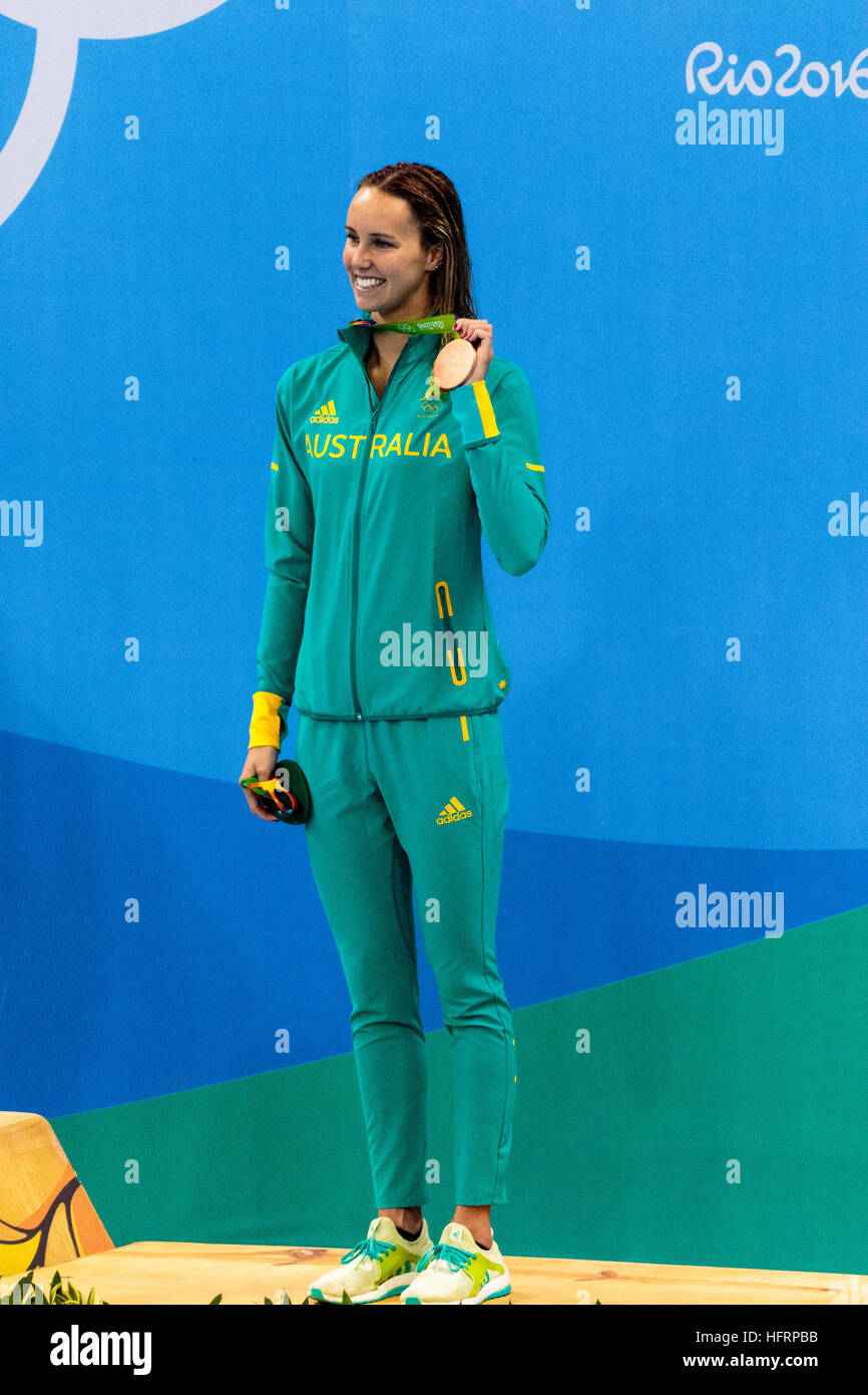 Rio de Janeiro, Brazil. 9 August 2016.   Emma McKeon (AUS) the bronze medal winner of the Women's 200m freestyle at the 2016 Olympic Summer Games. ©Pa Stock Photo