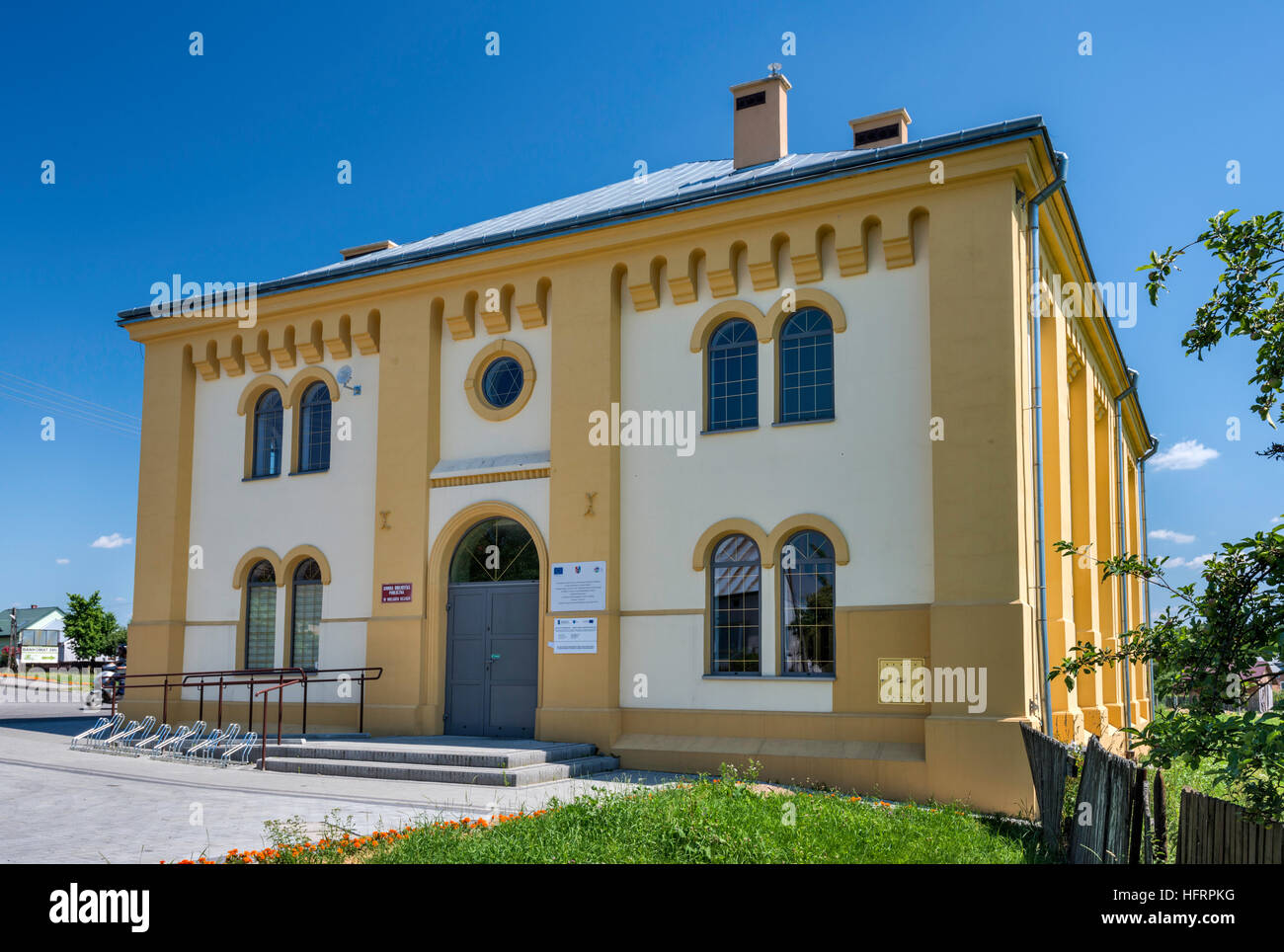 Former synagogue, now public library, in village of Wielkie Oczy, Malopolska, Poland Stock Photo