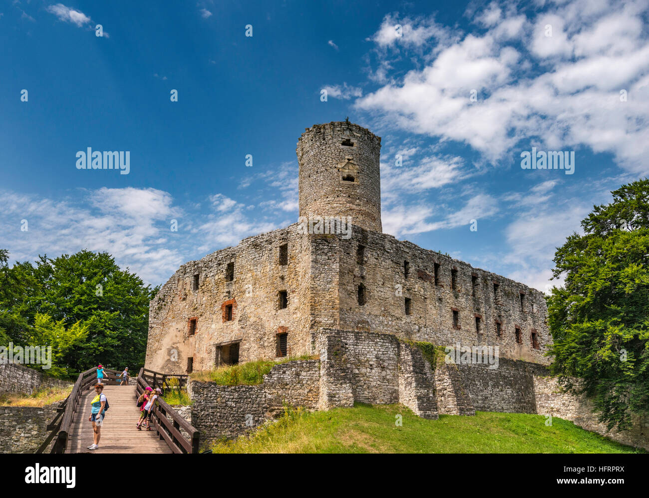 Lipowiec Castle Foot Bridge Over Moat Near Babice Malopolska Poland Lipowiec Castle Foot Bridge Over Moat Near Babice Malopolska Poland