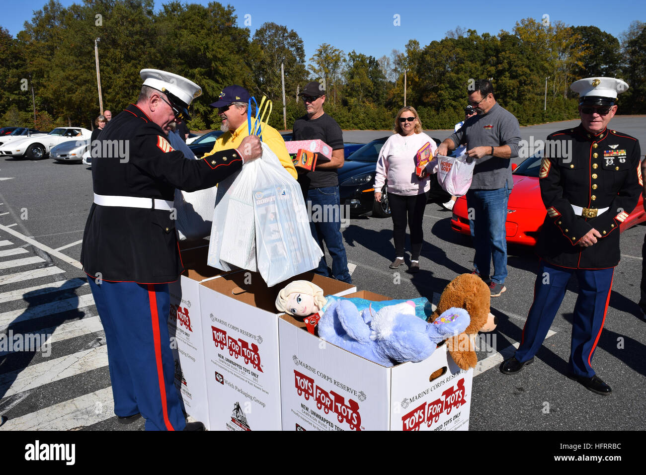 Collecting Toys For Toys For Tots Stock Photo - Alamy