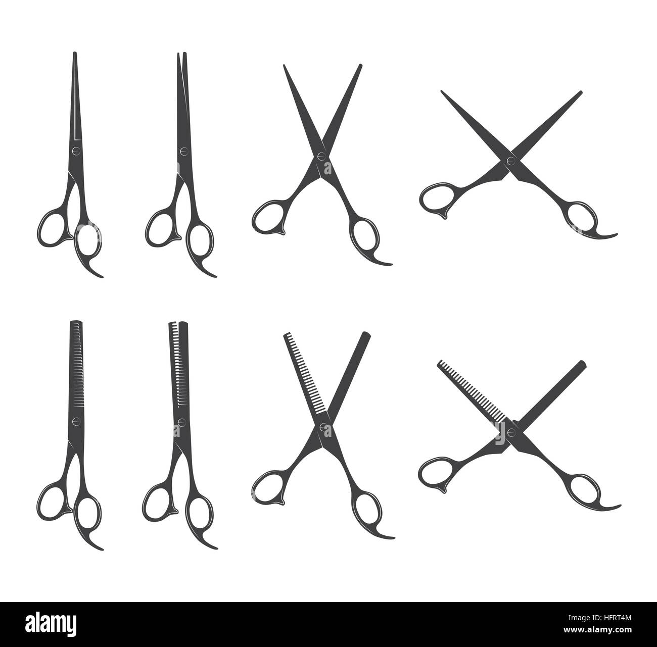 Professional Barber Scissors Vintage Set Vector Isolated on a White ...