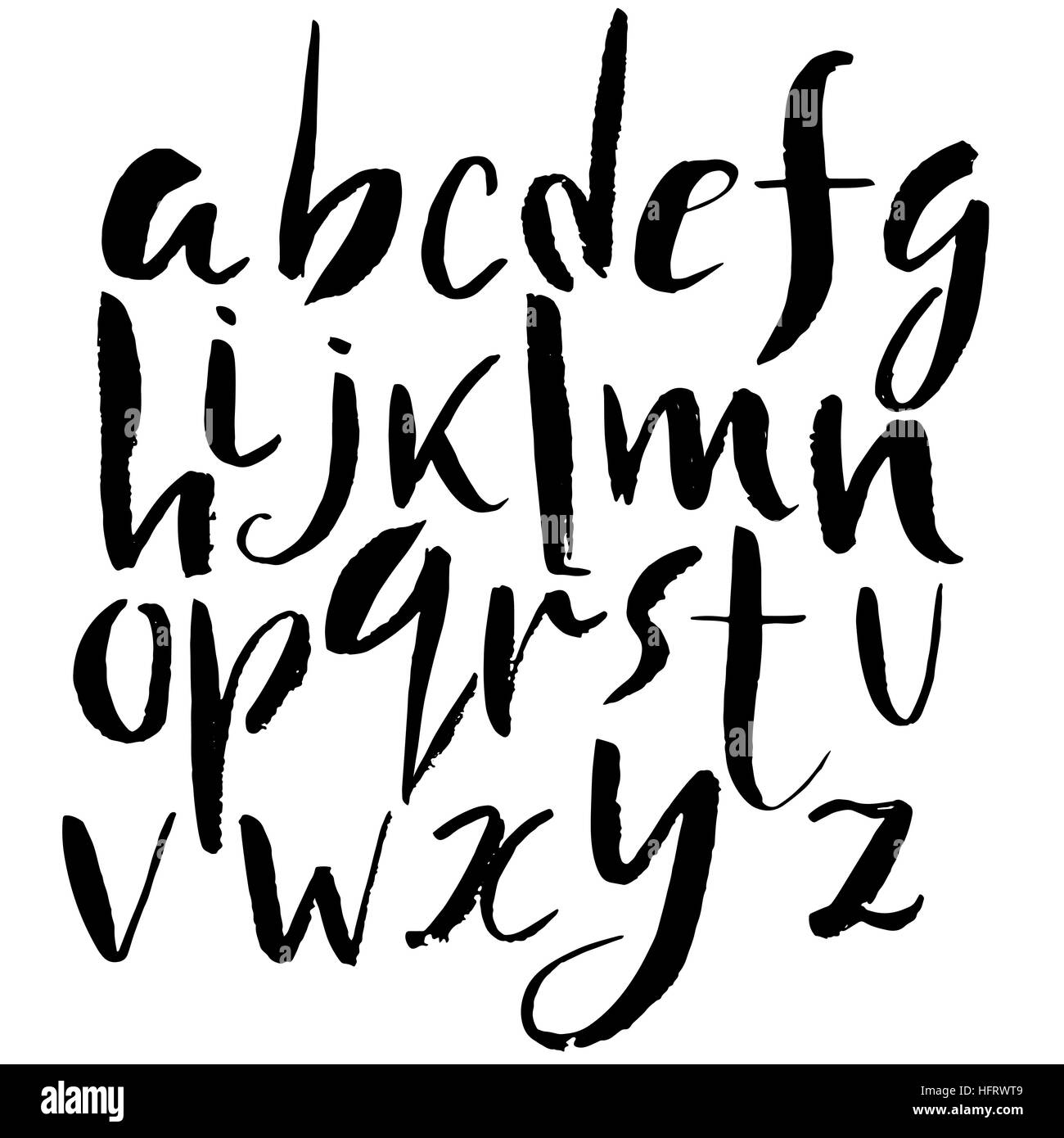 Hand drawn font made by dry brush strokes. Grunge style alphabet Stock ...